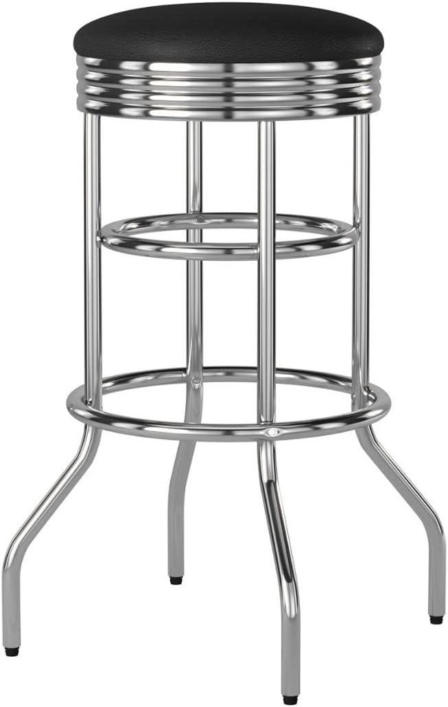 Trinity 30" Swivel Backless Metal Bar Stool in Black