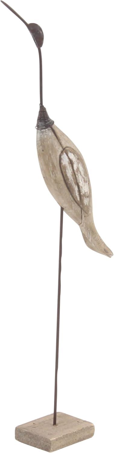 28", 34"H Brown Wood Bird Sculpture, by DecMode (2 Count)