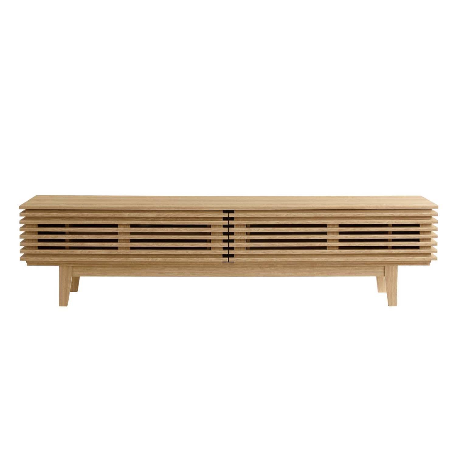 Render TV Stand for TVs up to 80" Brown - Modway: Mid-Century Modern, Adjustable Shelves, Cable Management