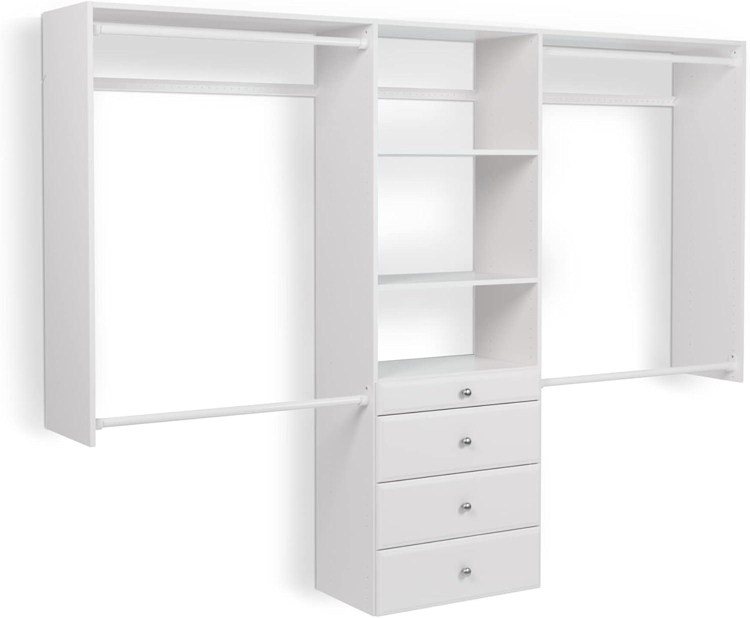 White Deluxe Tower Closet Organizer with Drawers and Shelves