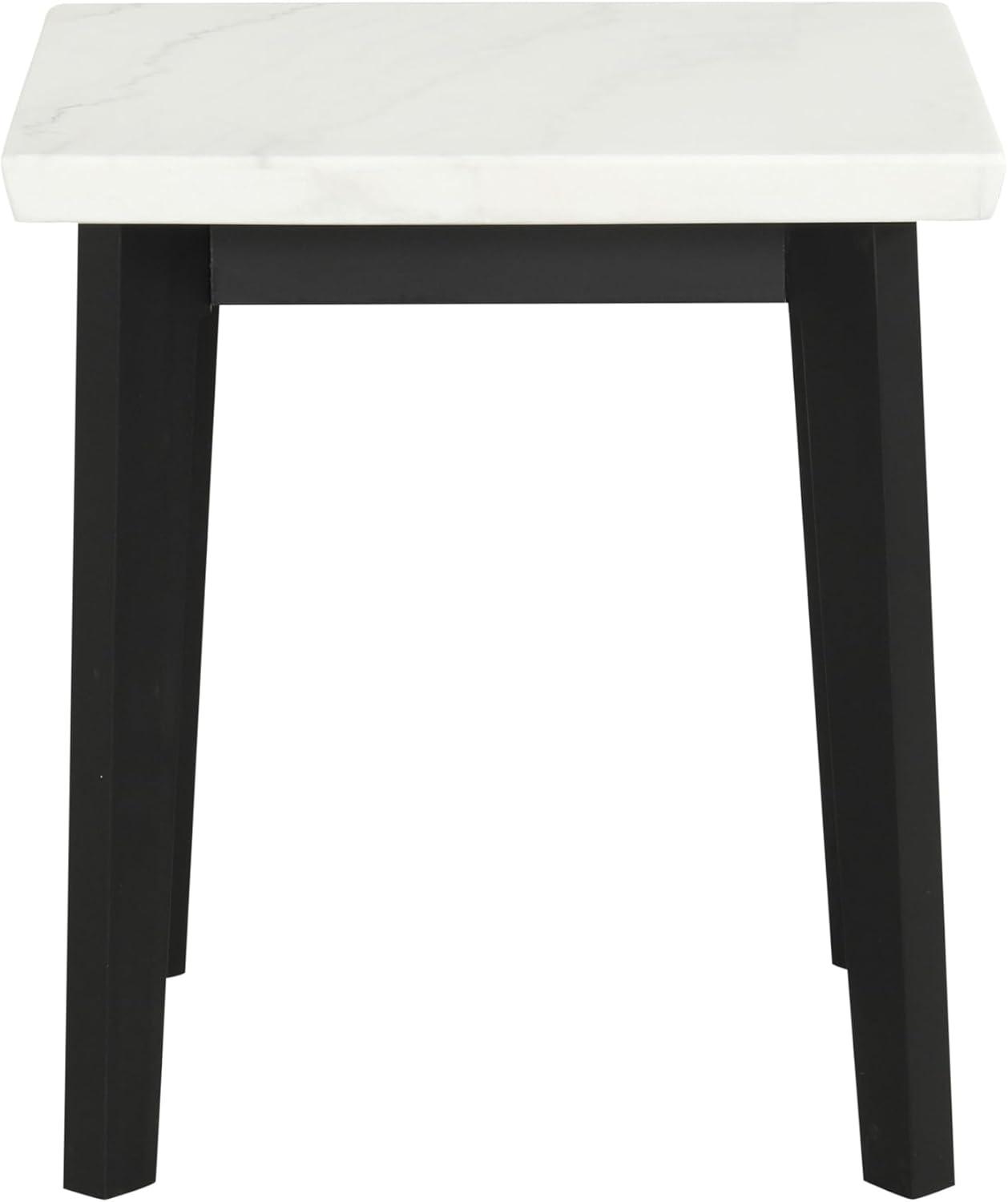 Furniture of America Dorth Marble Top Square Coffee Table, White and Black