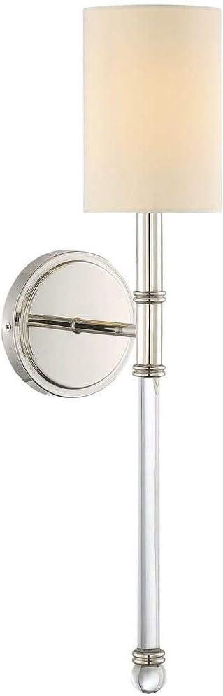 Polished Nickel 21" Dimmable Wall Sconce with Fabric Shade