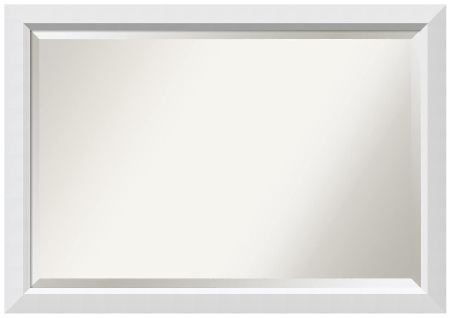 33" x 27" Alexandria White Wash Framed Wall Mirror - Amanti Art: Beveled, No Assembly Required