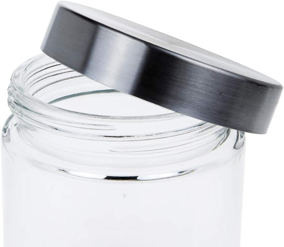 Set of 6 Clear Glass Jars with Stainless Steel Lids