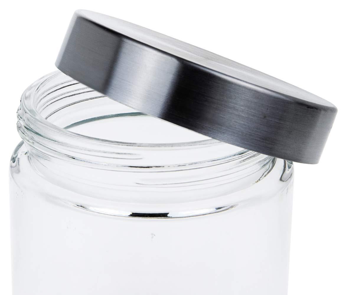 Lawei 6 Pack 27 Oz Clear Glass Jars with Stainless Steel Lids - Glass Food Canister Set Food Storage Jars for Cookie Rice Beans Pasta Snacks