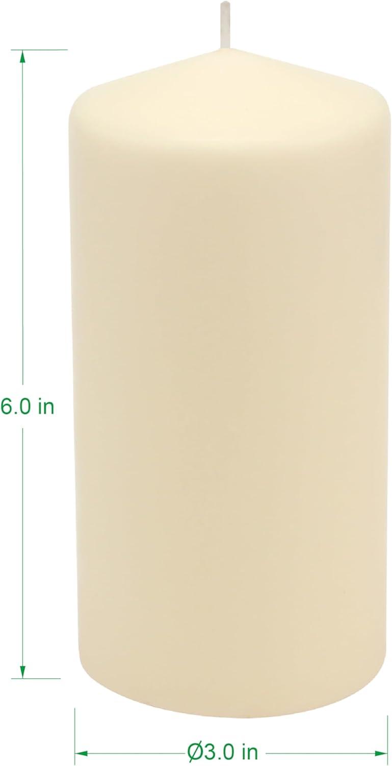 Stonebriar 3pk Tall 3'' x 6'' 65 Hour Long Burning Unscented Ivory Wax Pillar Candle