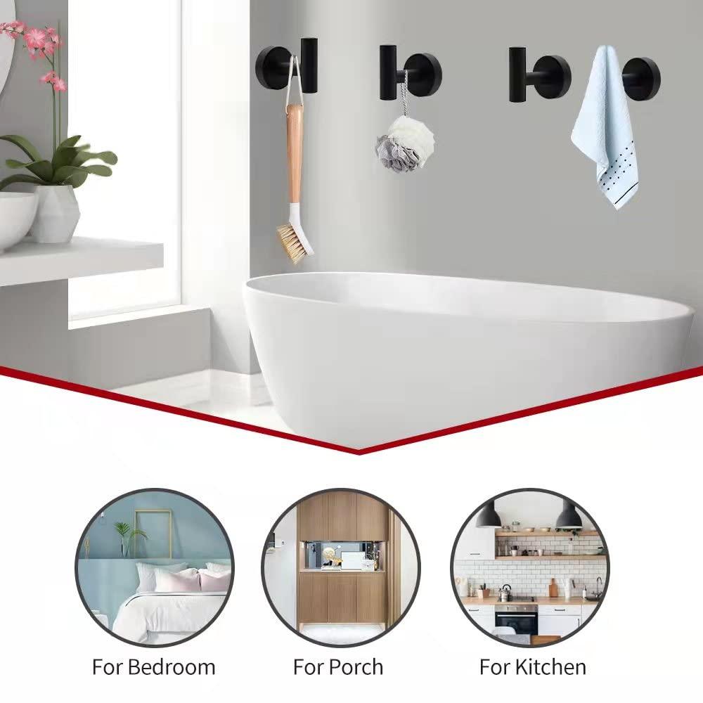 5/10/20pcs Bathroom Hardware Set, Including 16" Hand Towel Bars, Toilet Paper Holders, Towel Rings, Robe Towel Hooks (10pcs 16" Black)