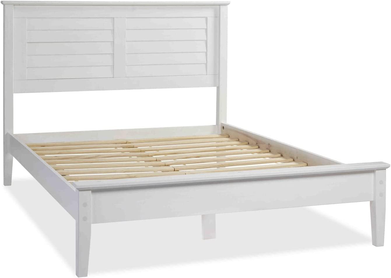 Grain Wood Furniture Greenport Solid Wood Platform Bed, Queen Size, Brushed White