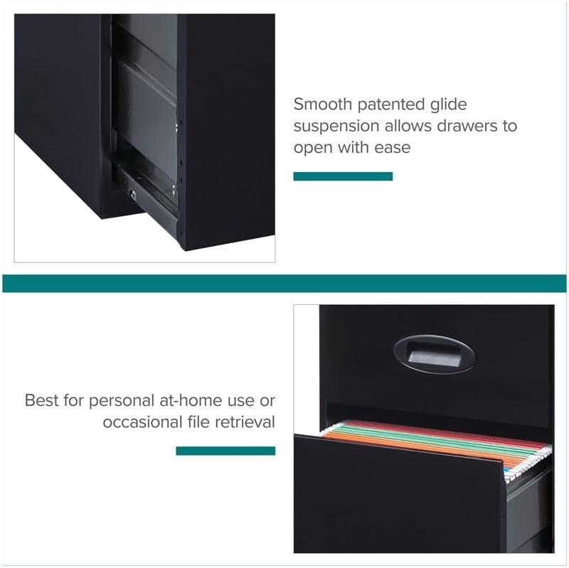Space Solutions 3 Drawer Letter Width Vertical File Cabinet with Pencil Drawer, Black