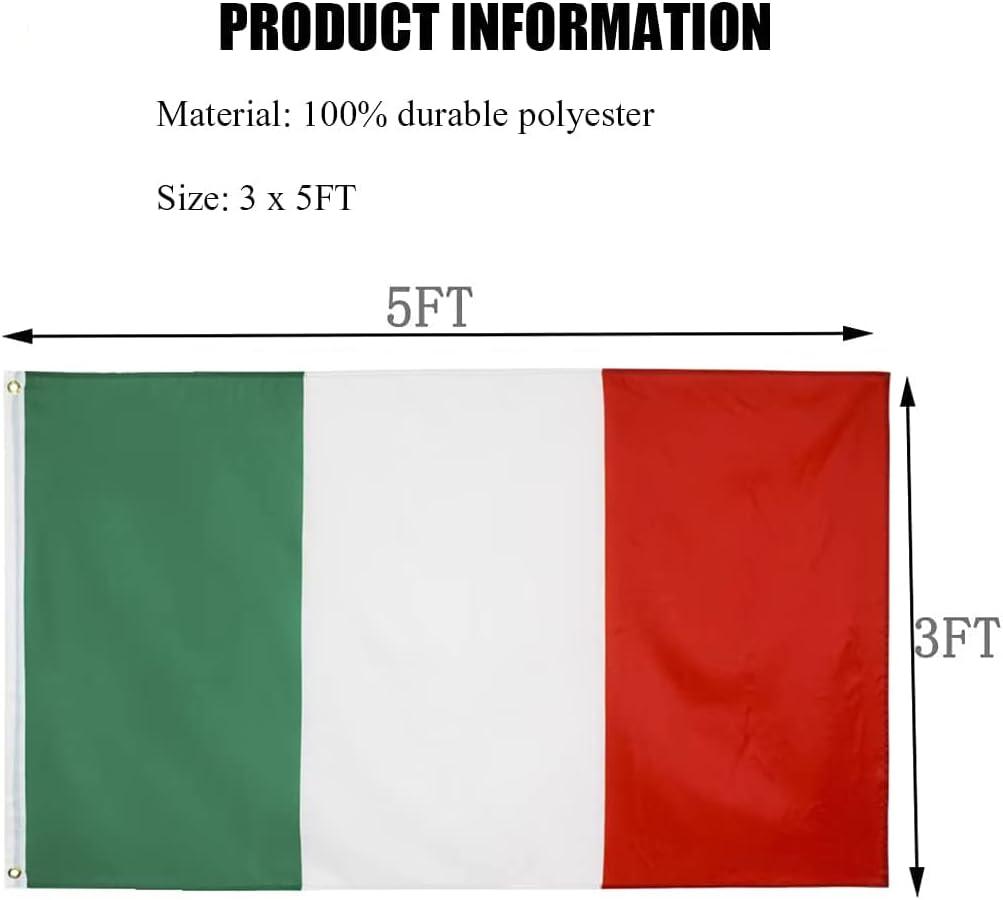 Italian National Flag 3x5 ft Polyester with Metal Grommets