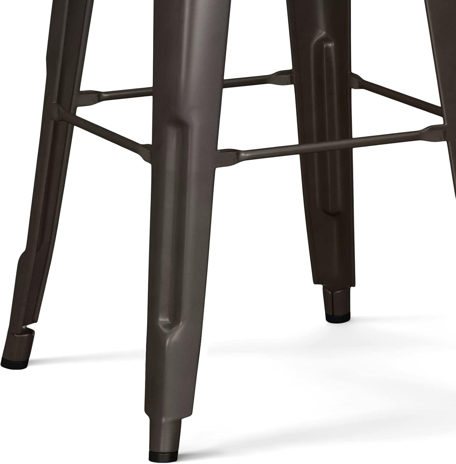 Simpli Home Rayne 30" Industrial Metal Bar Stool in Gun Metal Gray (Set of 2)