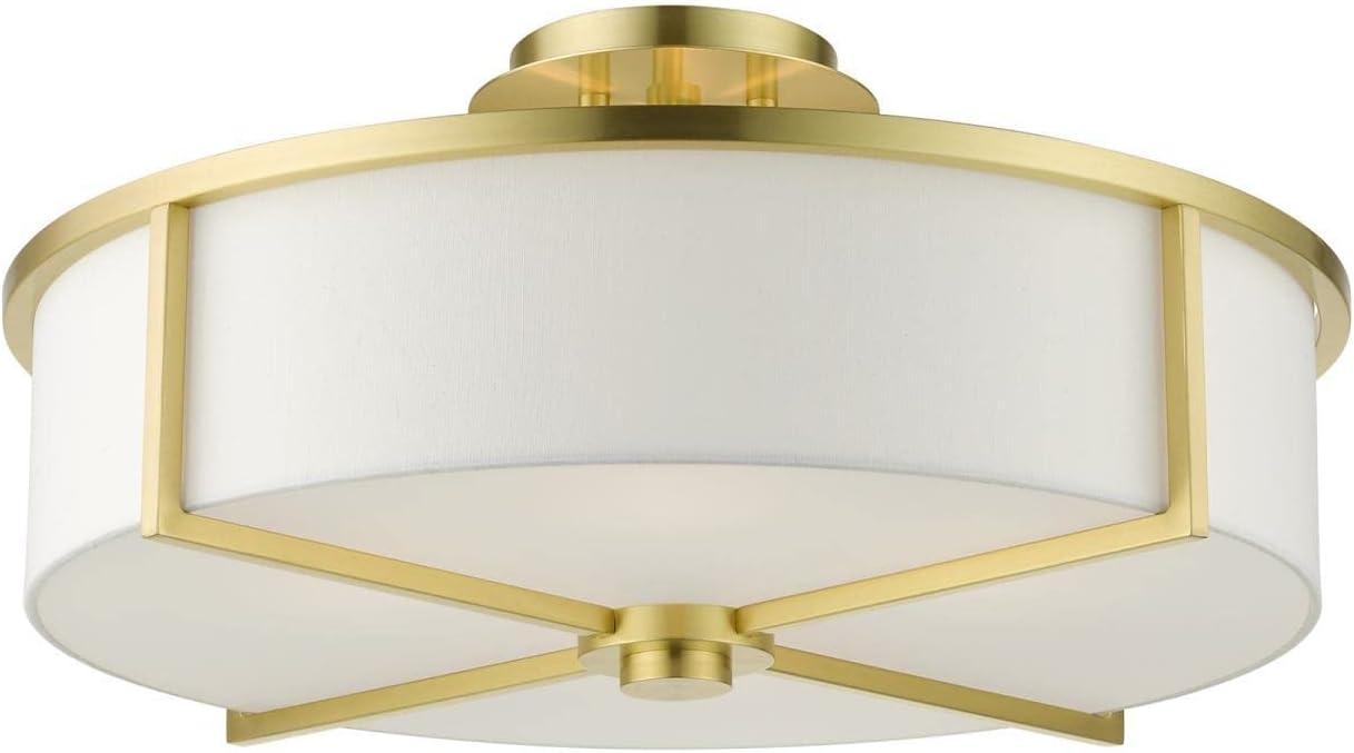 Contemporary Satin Brass 4-Light Indoor/Outdoor Drum Pendant