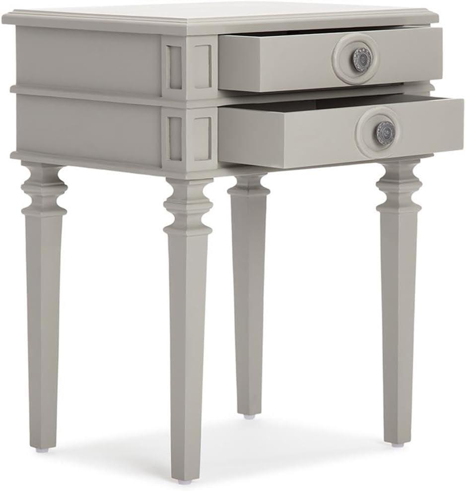 Irving Side Table with 2 Drawers Gray - Finch: Sturdy Wooden End, No Assembly Required