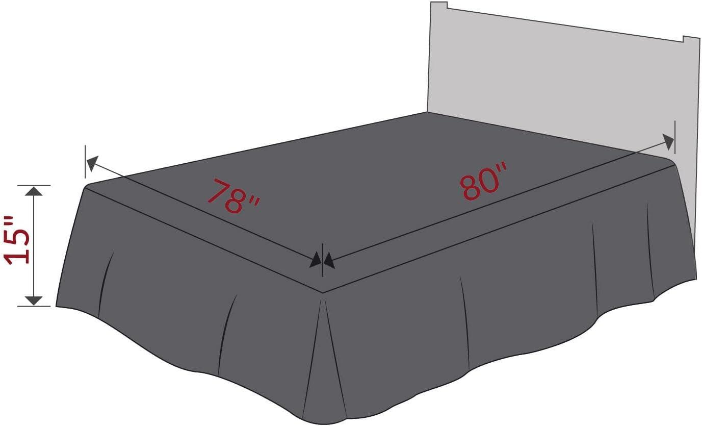 Mellanni Iconic Collection Pleated Microfiber Bed Skirt 15" Drop, King, Gray