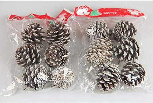 Yahpetes 12 Pcs Christmas Pine Cones 1.96" Snow Tipped Natural Pine Cone Decorations Christmas Rustic Pinecone Ornaments for Decorating and Designing(12 pcs)