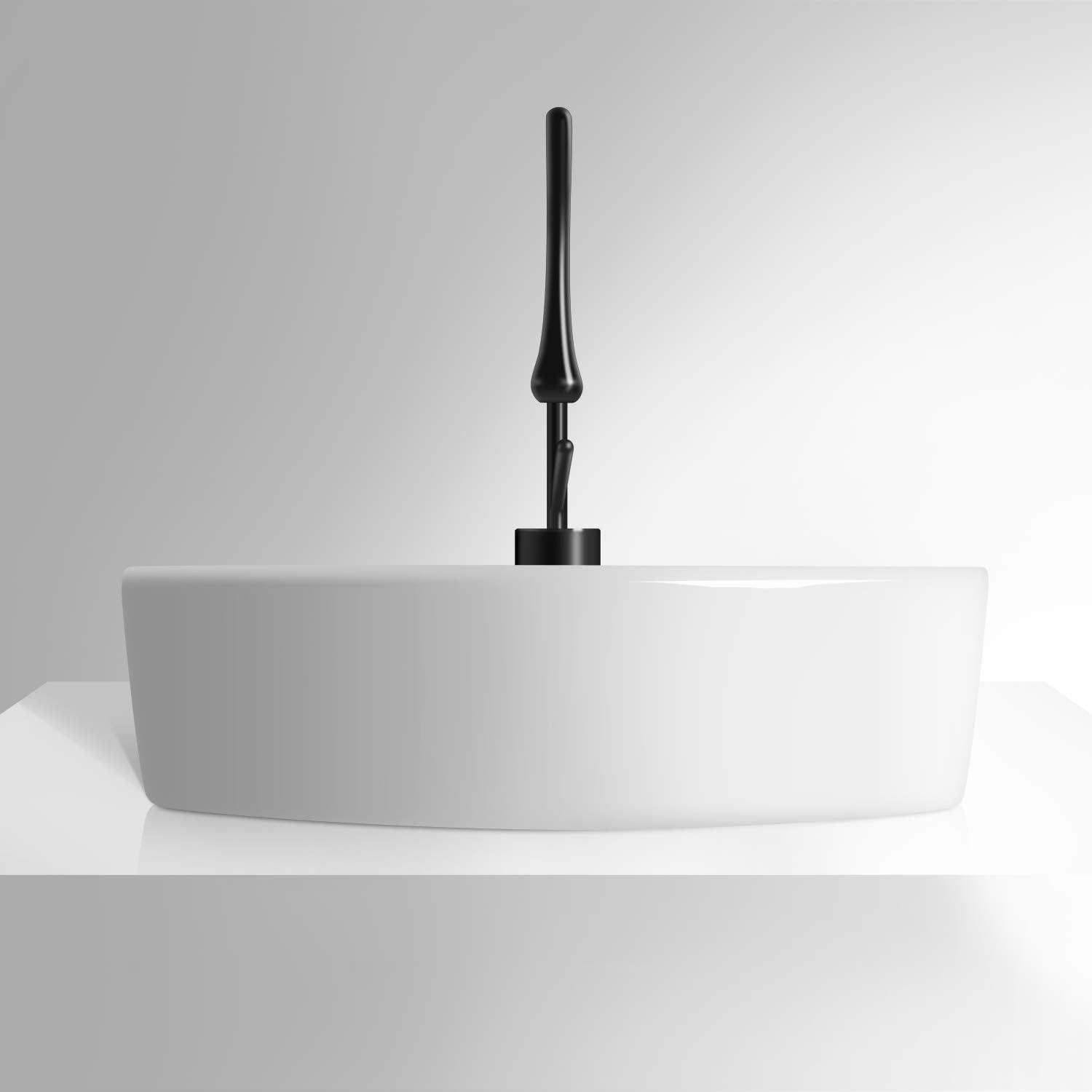 White Round Ceramic Bathroom Vessel Sink with Overflow