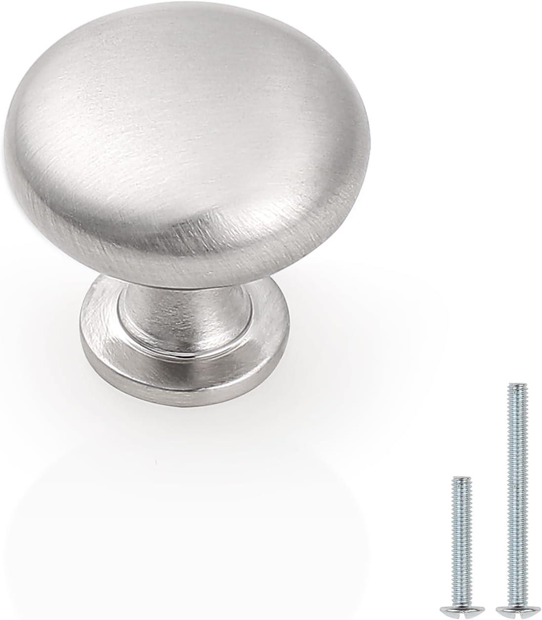 Probrico 25 Pack Cabinet Knobs Hardware,Furniture Round Knobs in Brushed Nickel Finish,1-3/16 inch(29.5mm) Diameter Kitchen Pull Knobs