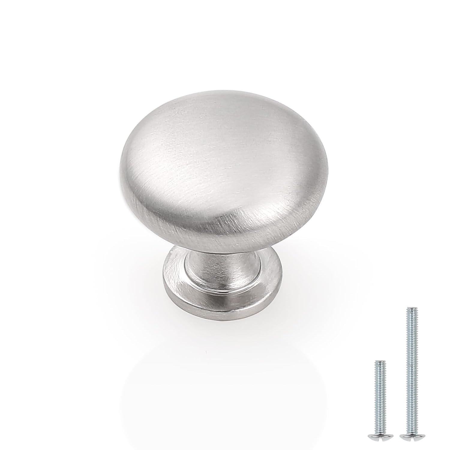 Probrico 25 Pack Cabinet Knobs Hardware,Furniture Round Knobs in Brushed Nickel Finish,1-3/16 inch(29.5mm) Diameter Kitchen Pull Knobs