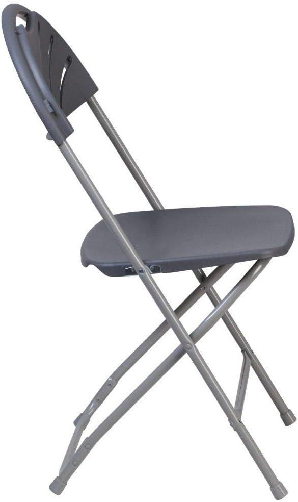 Charcoal Fan Back Plastic Folding Chair Duo, 650 lb. Capacity