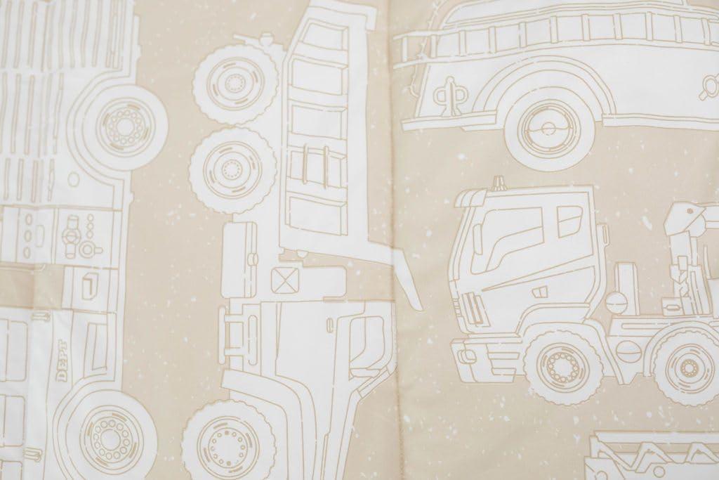 Beddy's Trucks Theme Boys Durable Zipper Bedding for Kids, Bed in a Bag, Tan Sheets & Comforter with Construction Trucks & Cars, Includes Pillowcase and Pillow Sham, Easy to Make and Wash