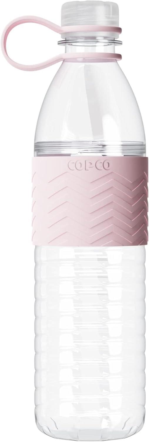 Copco Hydra Sports Water Bottle 20 Ounce Non Slip Sleeve BPA Free Tritan Plastic Reusable - Pink 2510-2298