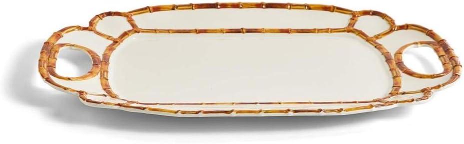 Bamboo Touch Melamine Serving Platter with Handles