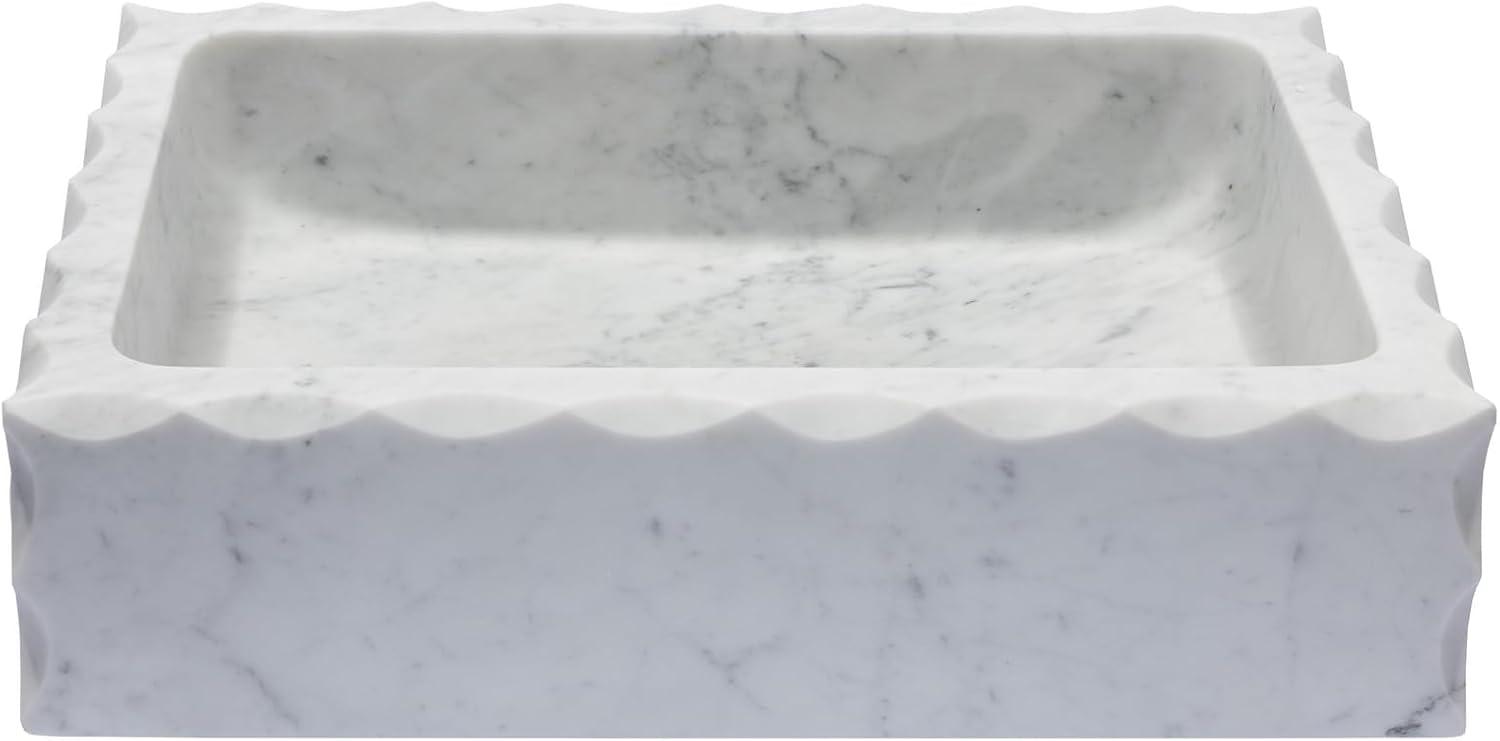 EB-S037CW-H Antique Rectangular Carrara Marble Vessel Sink Honed