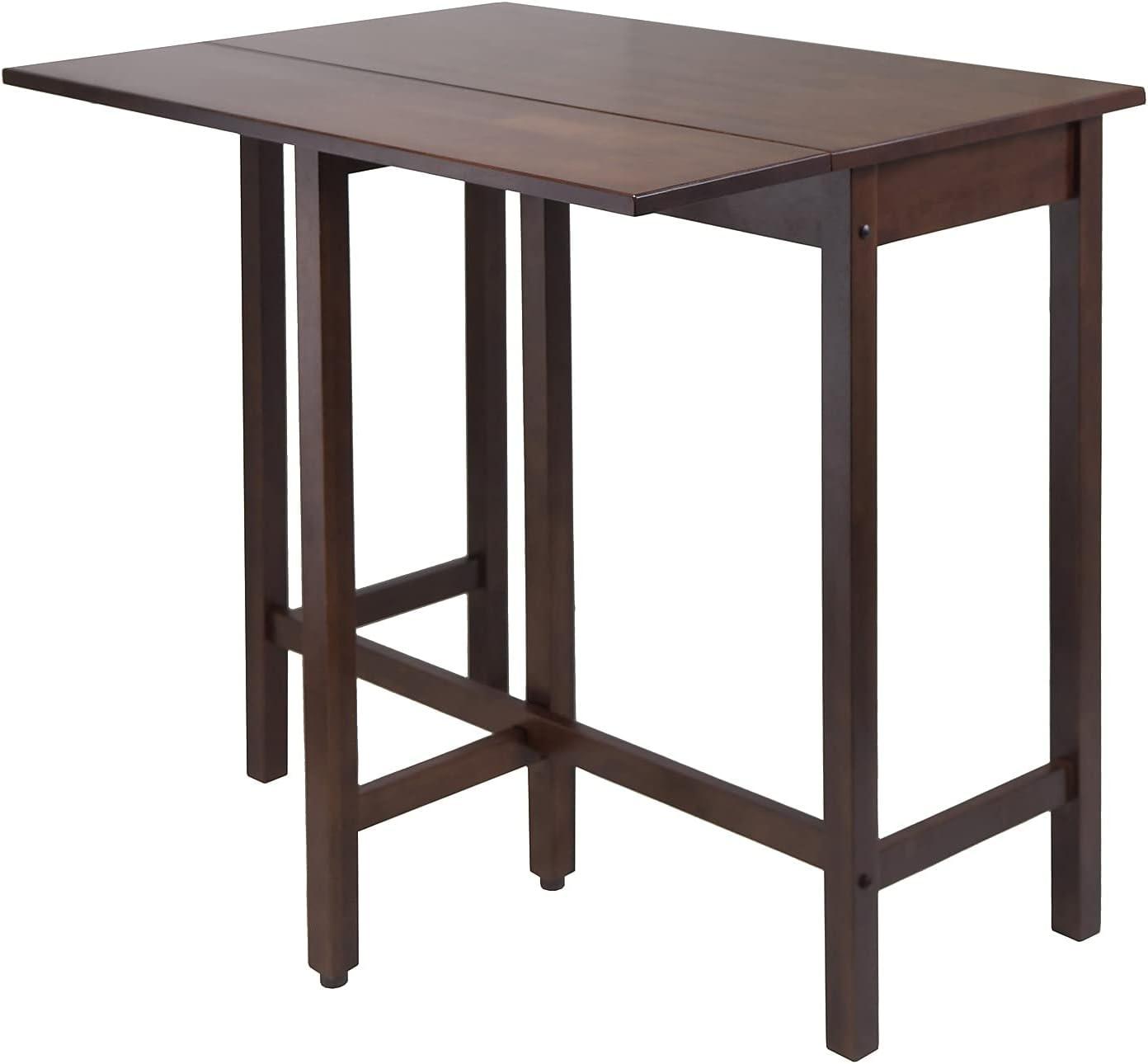 Lynnwood High Drop Leaf Dining Table Antique Walnut - Winsome: Solid Wood, Bar-Height, Rectangular