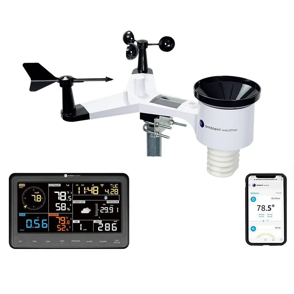 17'' White and Black Wireless Outdoor Weather Station with LCD Display