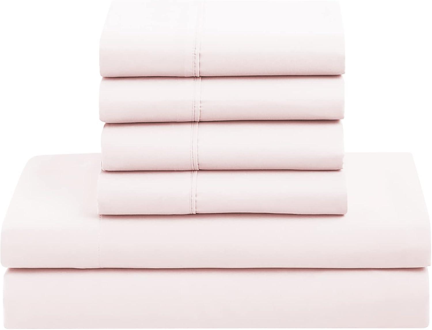 Pale Pink Full Down Alternative Microfiber 7-Piece Bed Set