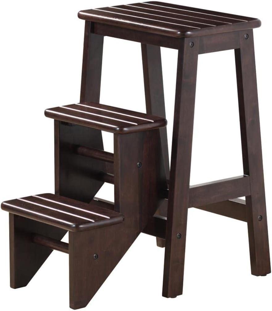 Boraam 24" Industries Folding Step Stool - Dark Cappuccino: Hardwood, Lacquered, 300lb Capacity