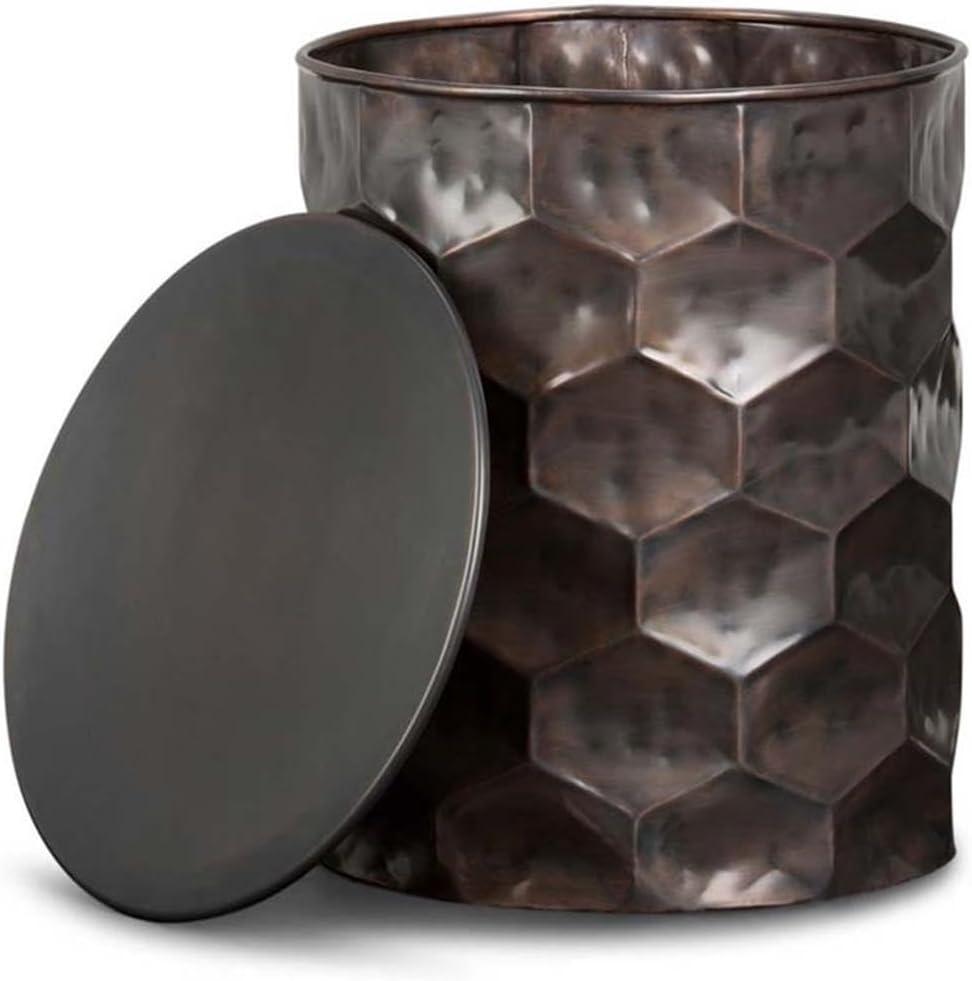 Simpli Home Whitney 17"W Metal Industrial End Table with Storage and Honeycomb Design, Assembled