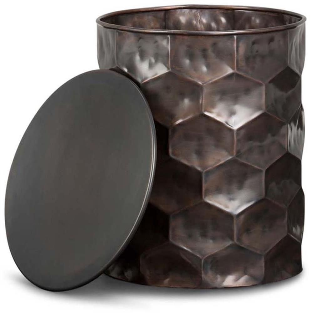 Simpli Home Whitney 17"W Metal Industrial End Table with Storage and Honeycomb Design, Assembled