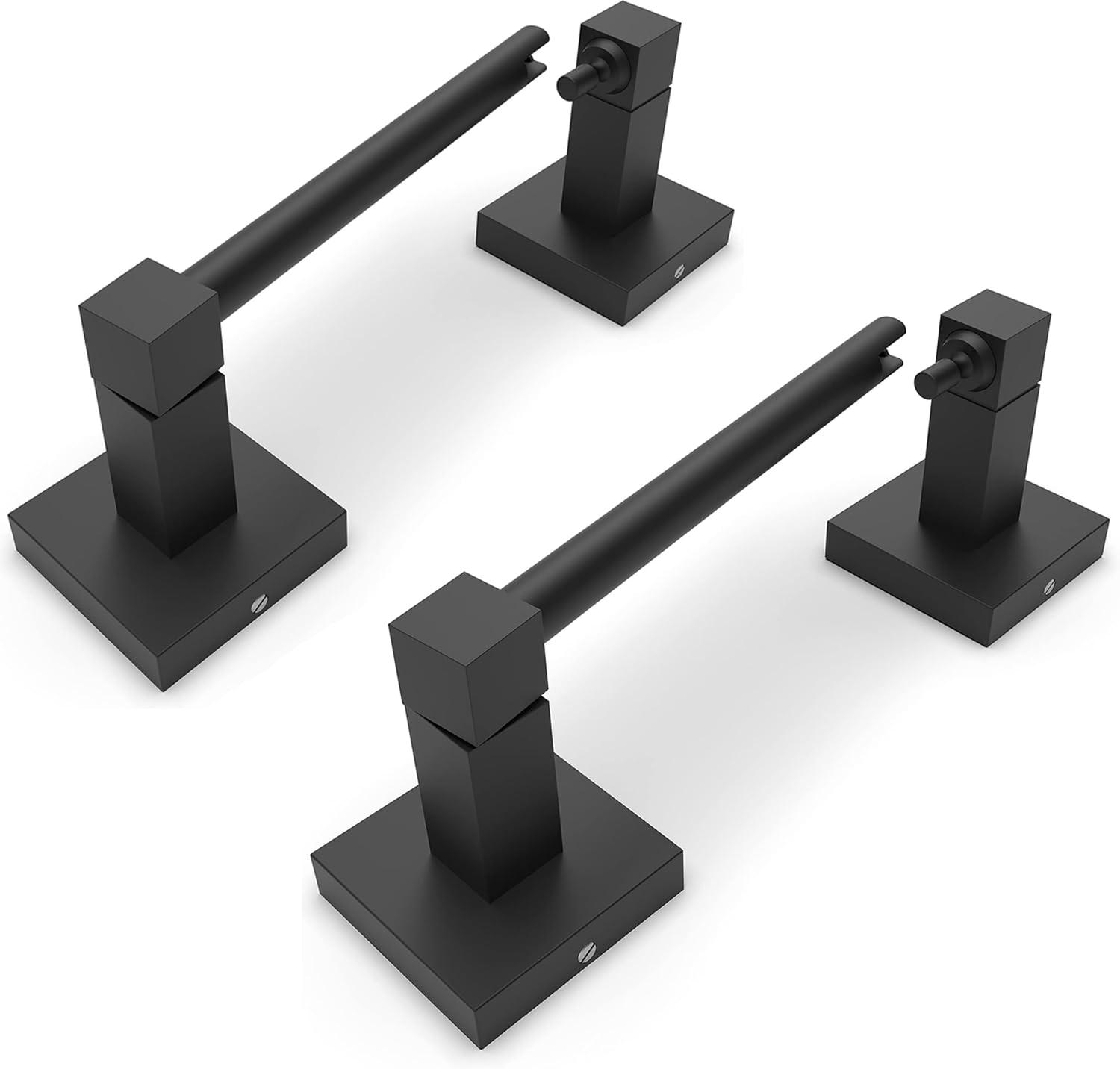 Double Post Pivoting Modern Square Toilet Paper Holder by RUACQ, Matte Black, Wall Mounted