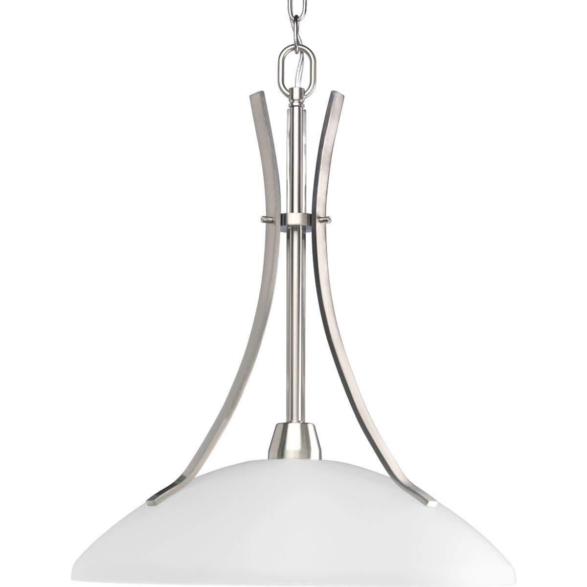 Progress Lighting Wisten 1-Light Pendant, Brushed Nickel, Etched Glass Shade Collection