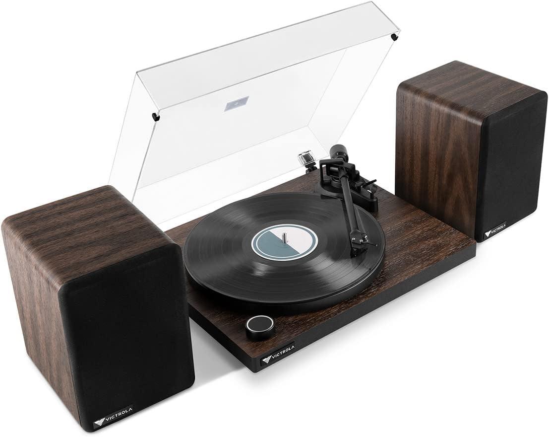 Espresso Belt Drive Turntable System with Bluetooth Speakers