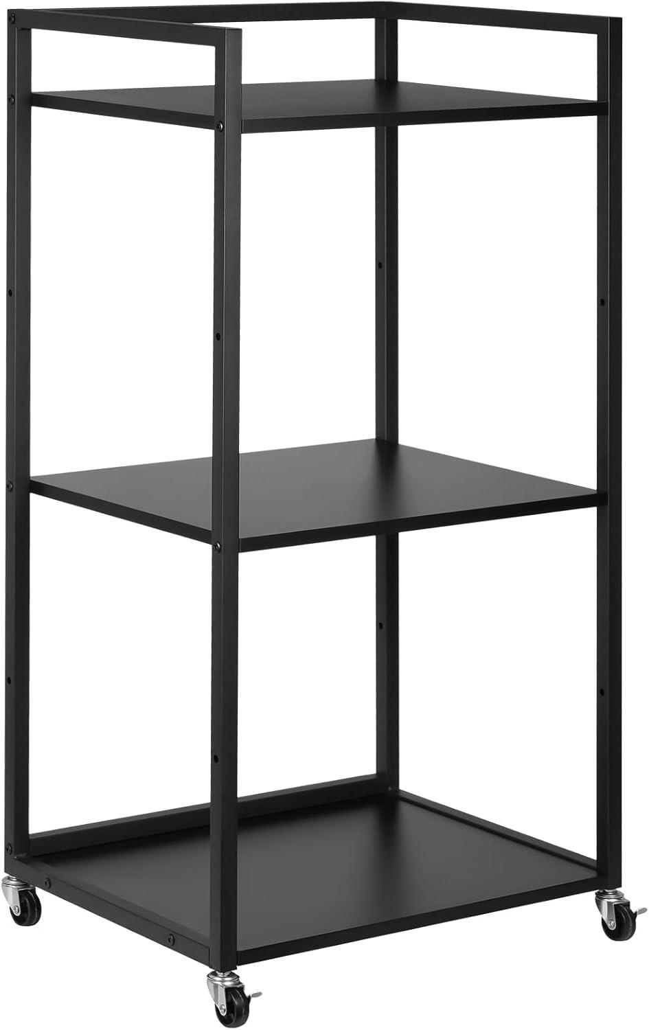 Black Adjustable 3-Tier Printer Stand with Storage Shelves