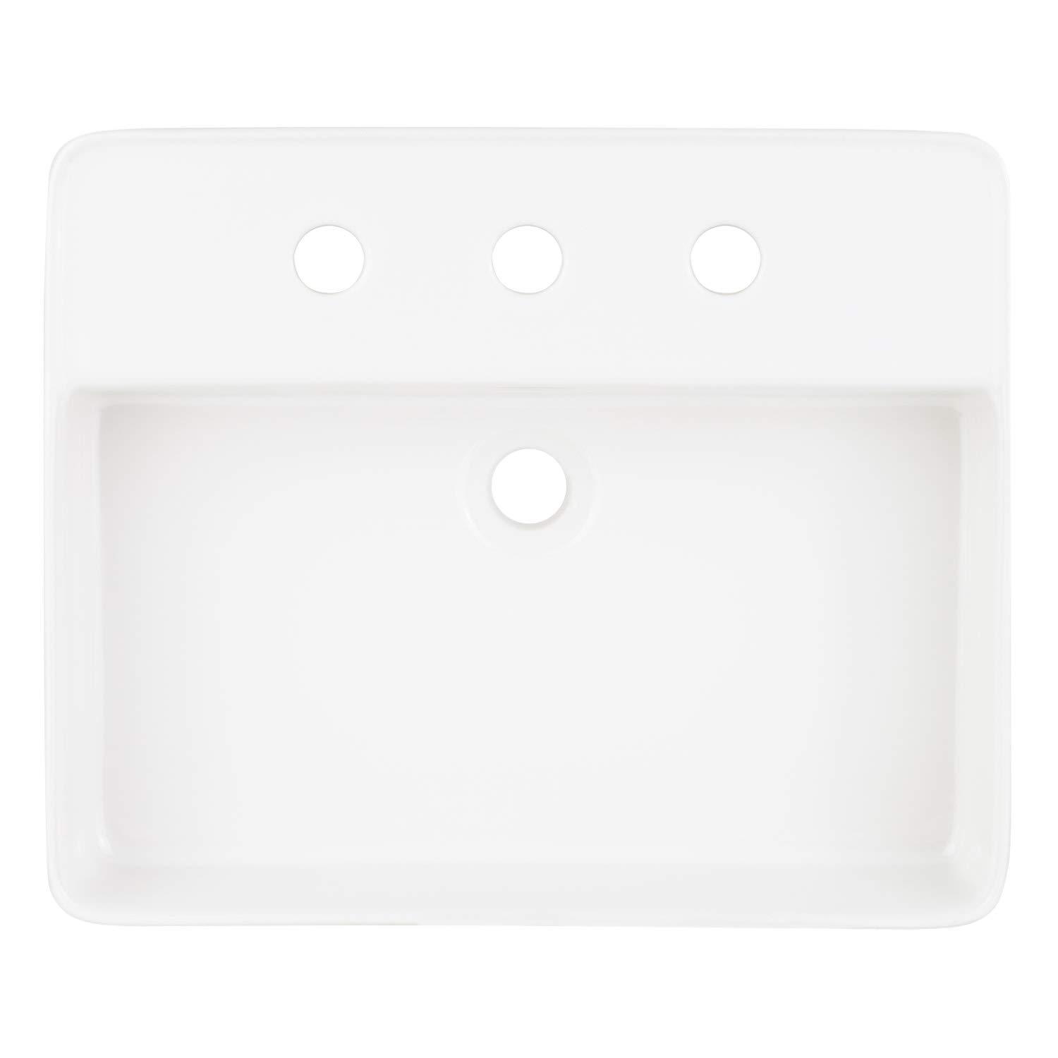 Signature Hardware 447958 Hibiscus Rectangular Fireclay Vessel Sink Single Hole