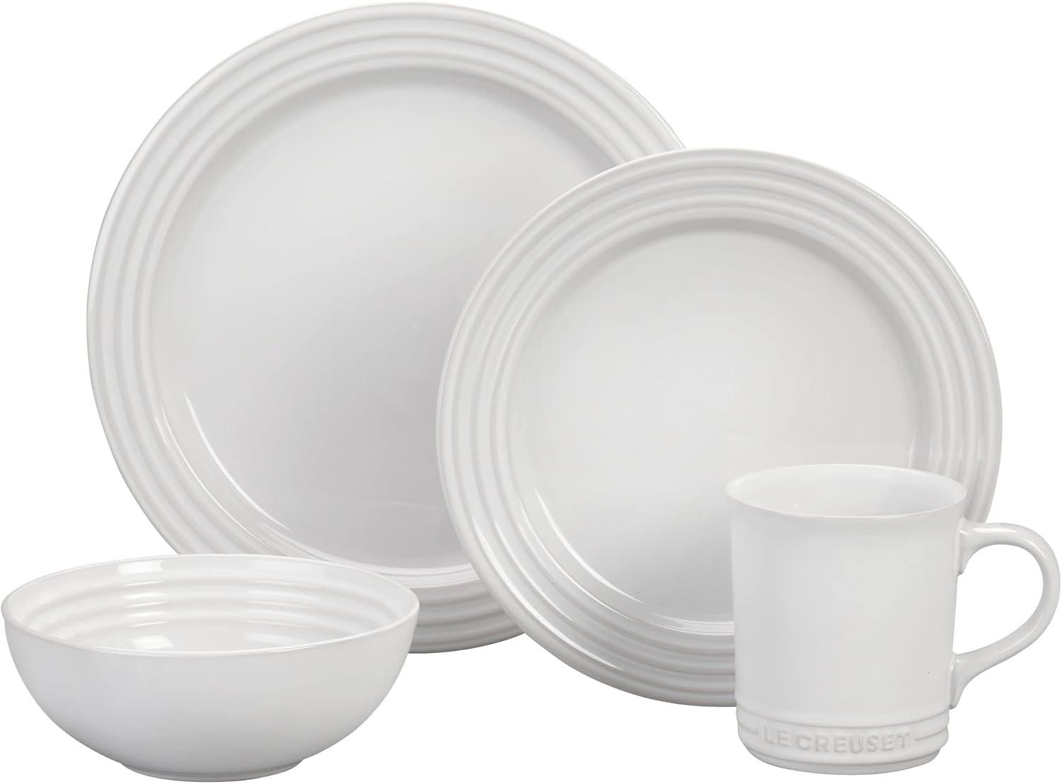 White Ceramic 16-Piece Dinnerware Set for Four