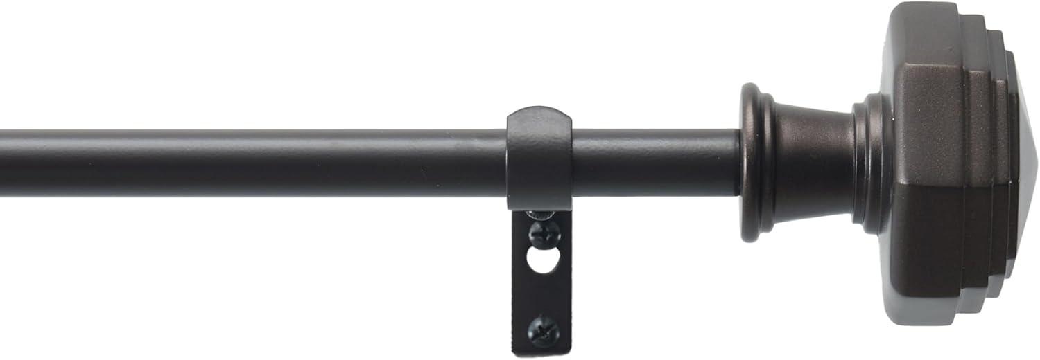 Oil Rubbed Bronze Adjustable Metal Curtain Rod with Finials