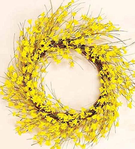 22" Yellow Forsythia Floral Artificial Front Door Wreath