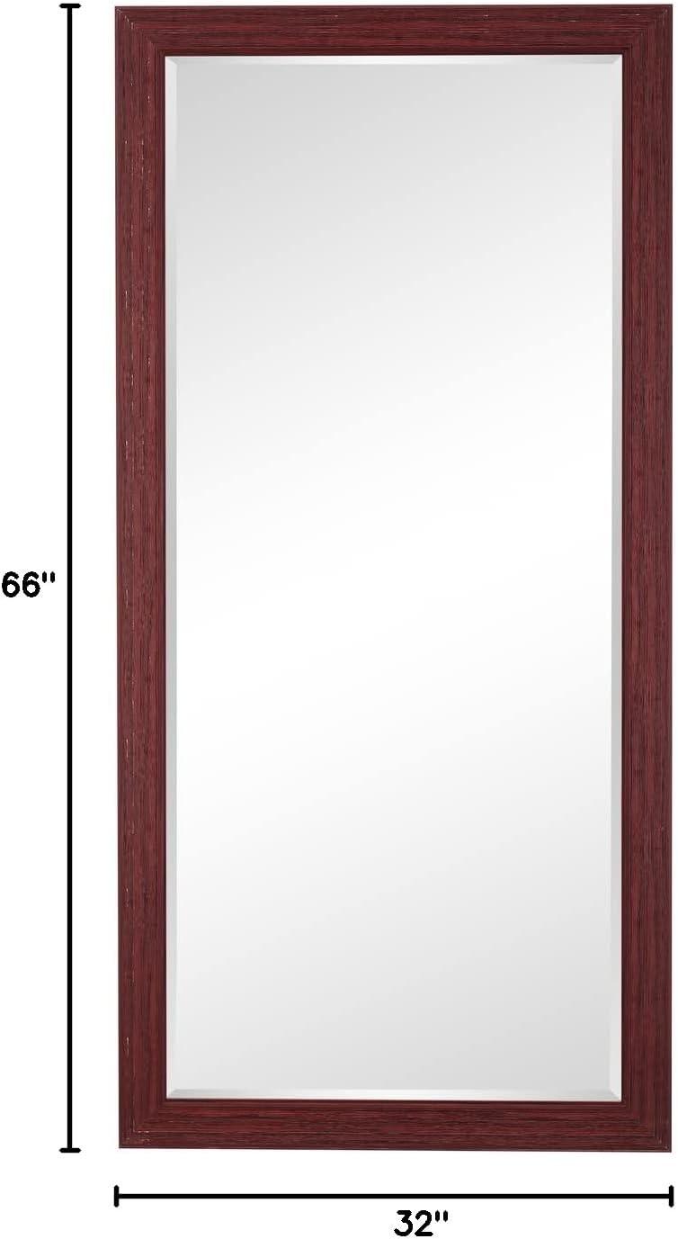 Highland Dunes Lindberg Rectangle Full Length Mirror, Faux Wood Farmhouse Mirror, Floor Mirror