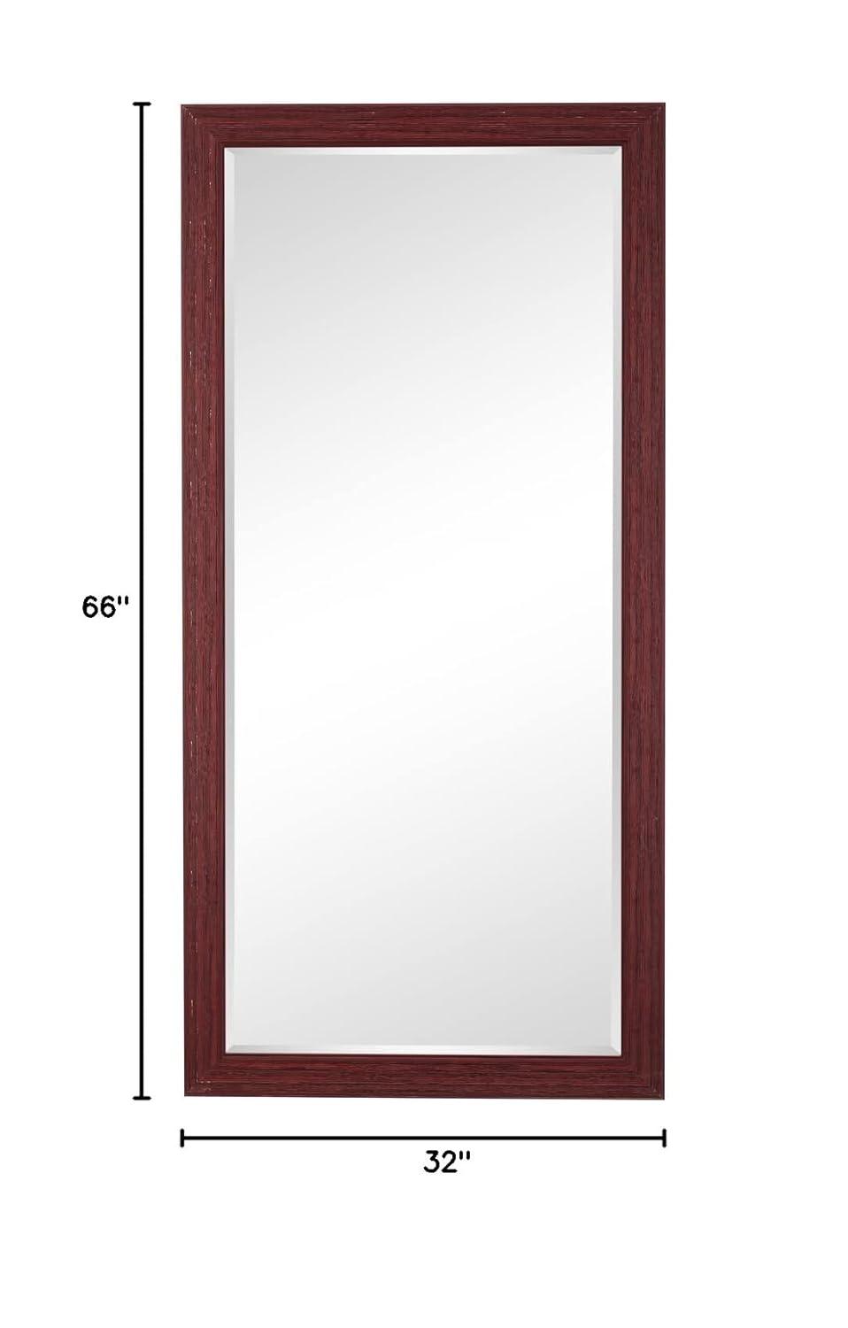 Highland Dunes Lindberg Rectangle Full Length Mirror, Faux Wood Farmhouse Mirror, Floor Mirror