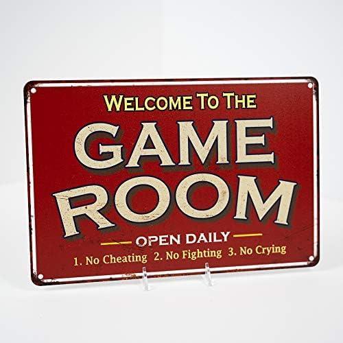 Game Room Sign Rustic Wall decor Gameroom Signs Home Vintage Decorations Games Arcade Retro Video Gamer Art Gaming wall art Size: 8 x 12 Inches