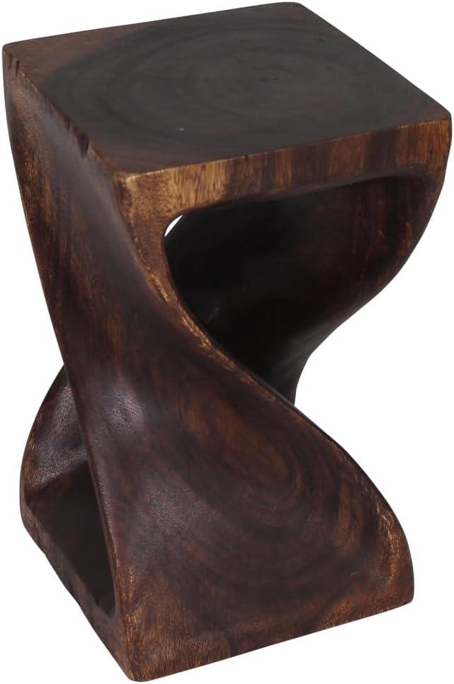 Haussmann® Original Wood Twist Stool 12 X 12 X 20 in High Mocha Oil