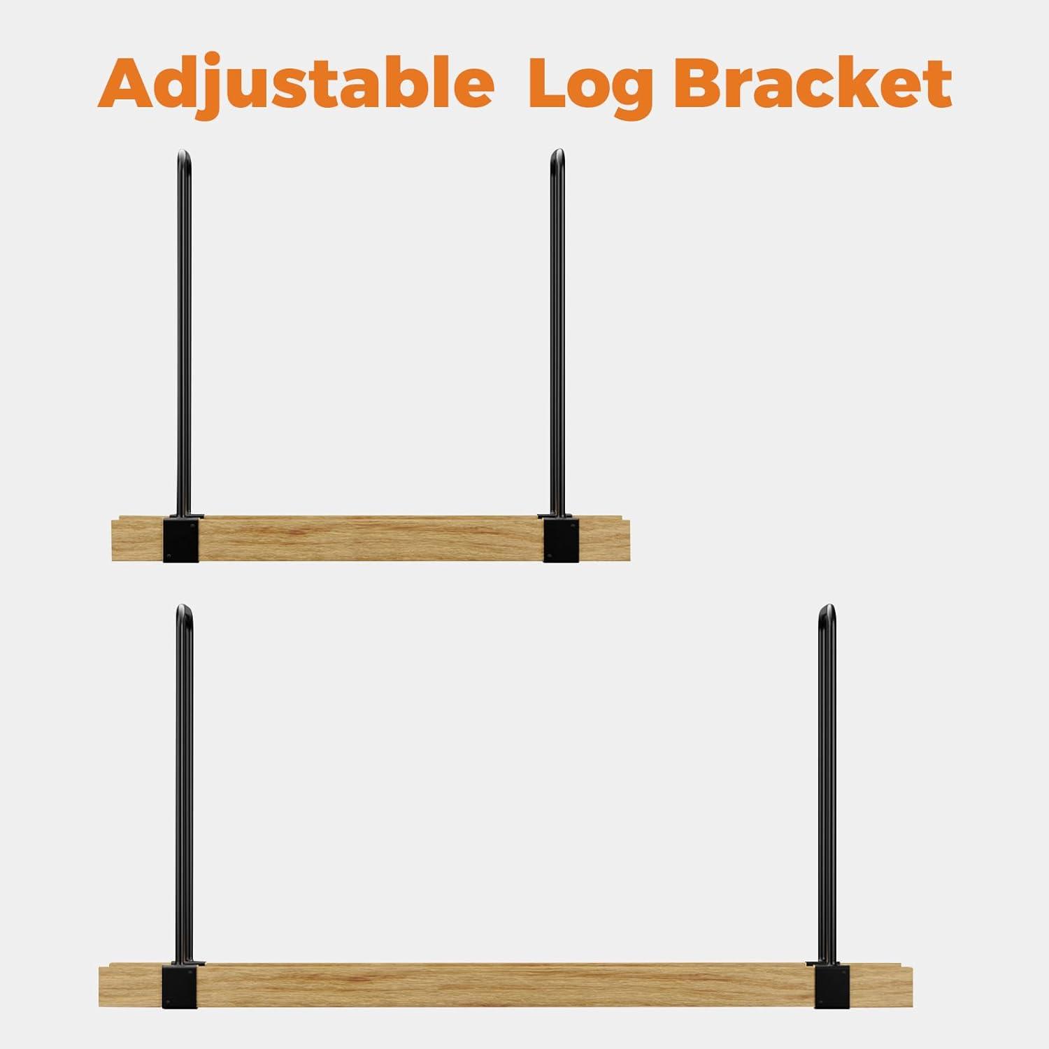 Heavy-Duty Adjustable Firewood Log Bracket - Customizable Steel Rack For Indoor & Outdoor Use