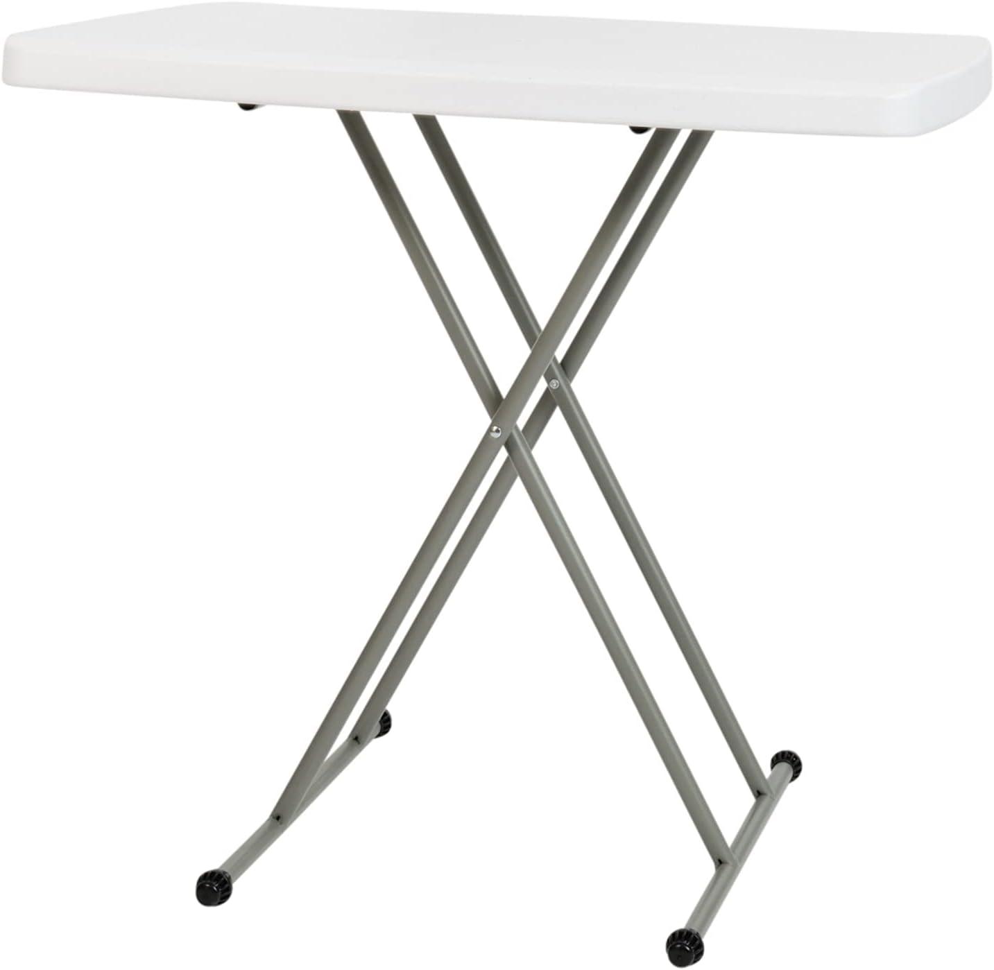 Noah Height Adjustable Plastic Folding TV Tray/Laptop Table in Granite White