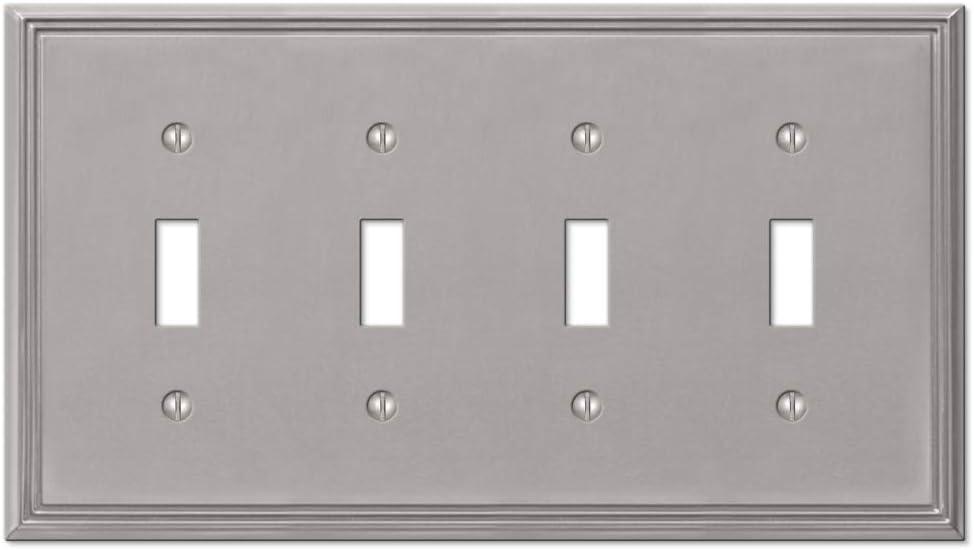 Amerelle 77T4BN Moderne Wallplate 4 Toggle Cast Metal Brushed Nickel 1-Pack