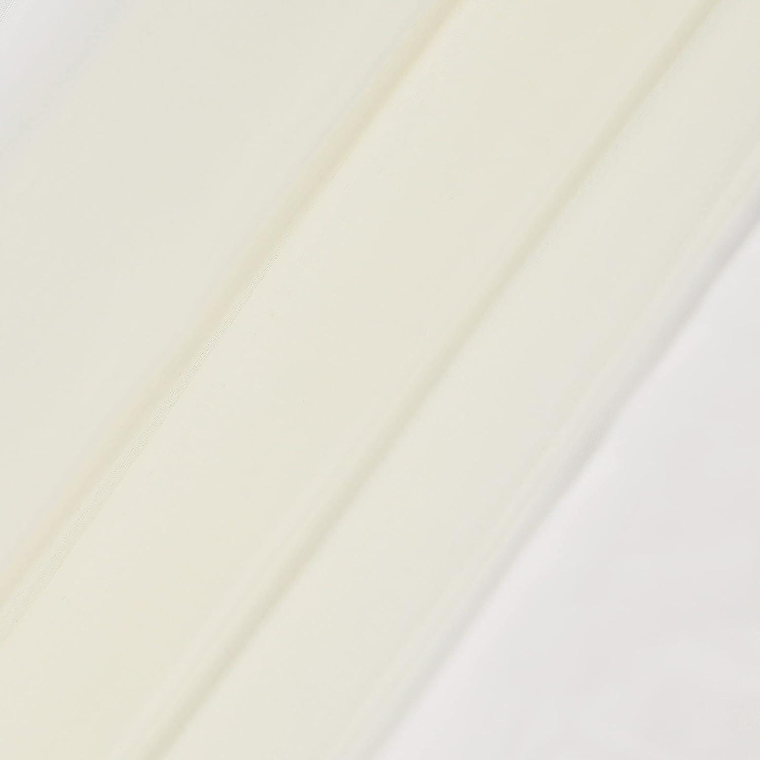 Victoria Ivory Solid Polyester 118 in. W x 63 in. L Sheer Pair Rod Pocket Curtain Panel