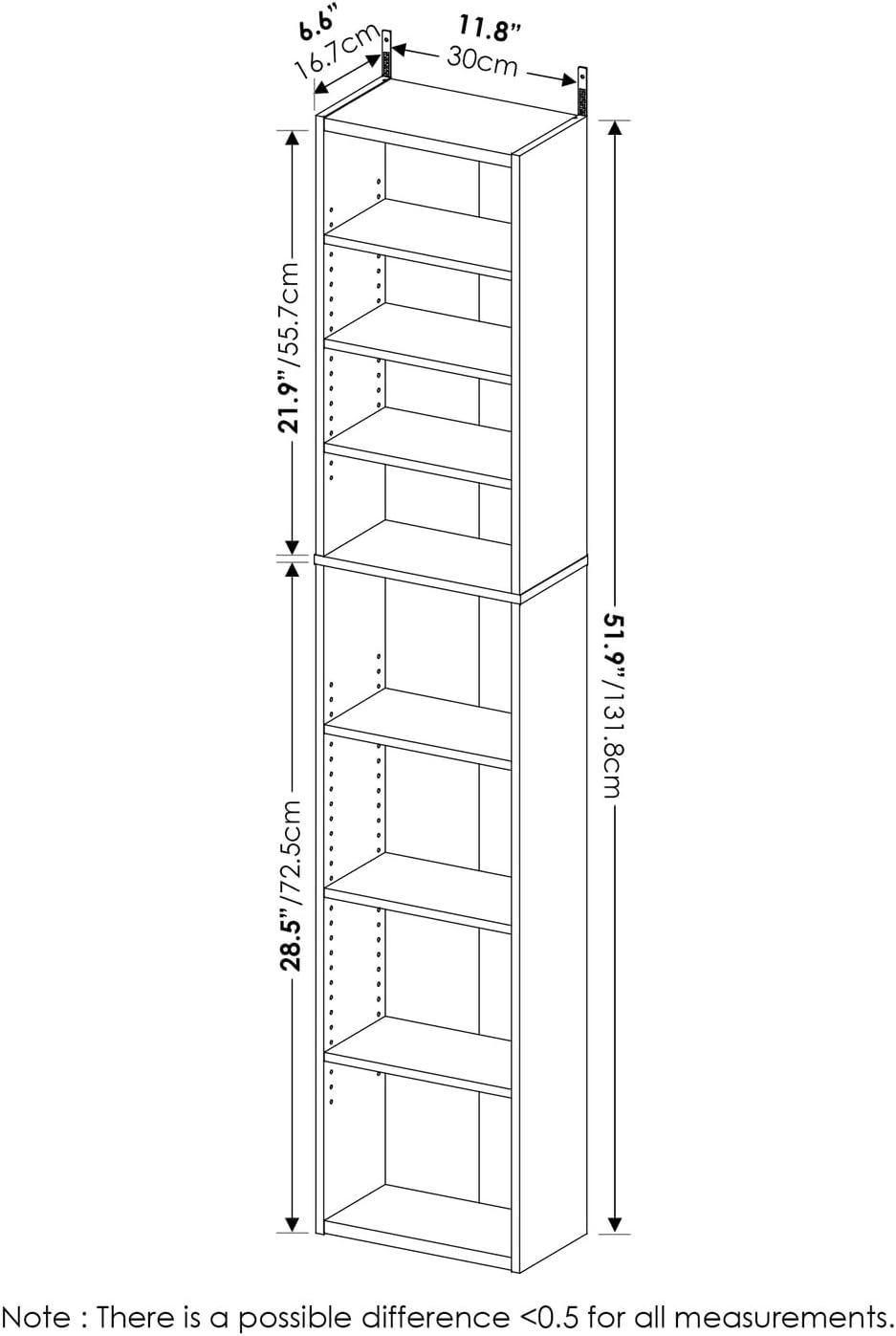 Furinno Indo 8-Tier Adjustable Shelves Multimedia Media Storage Tower Rack, White